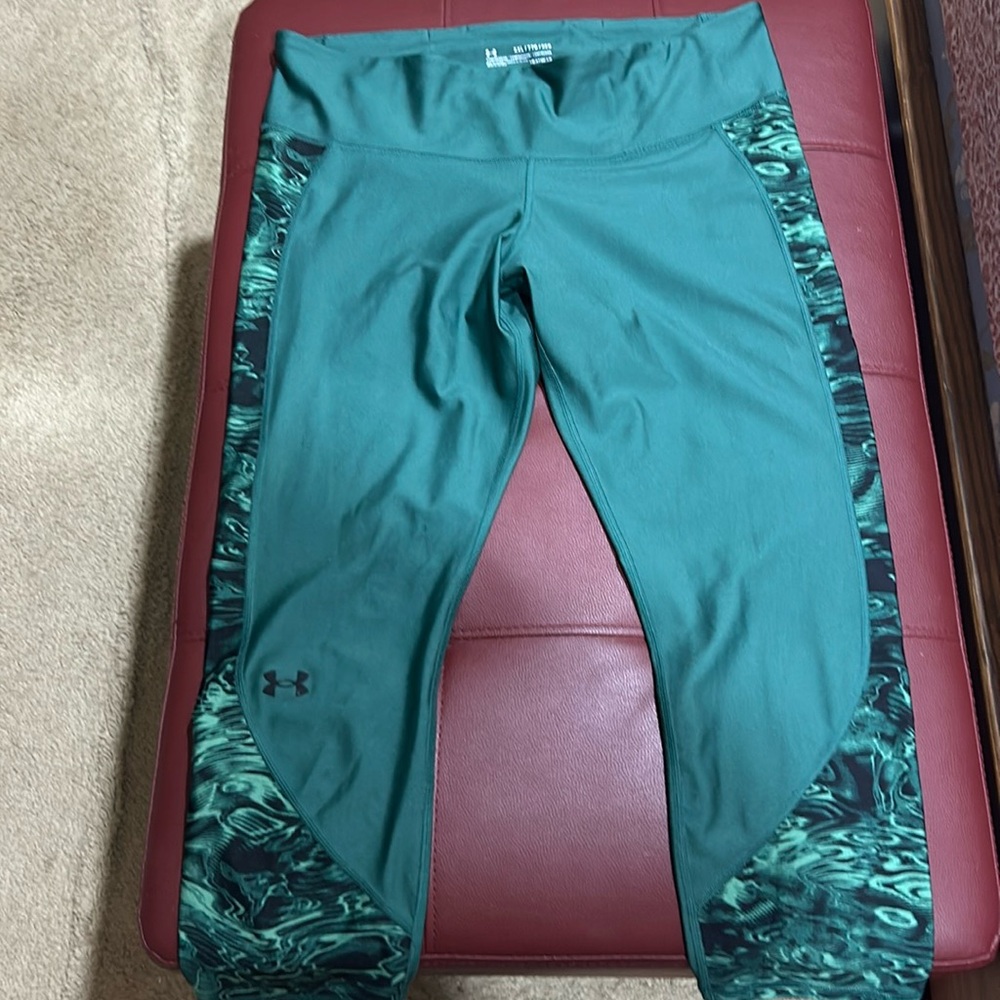 Under Armour Teal Green Performance Leggings with Marble Accent